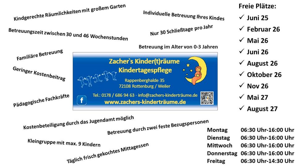 Kinderbetreuung in der Kindertagespflege Zacher`s Kinder(t)räume in Rottenburg am Neckar
