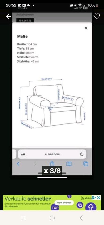 Sofa, Sessel und Hocker stehen in 22113 Oststeinbek. in Oststeinbek