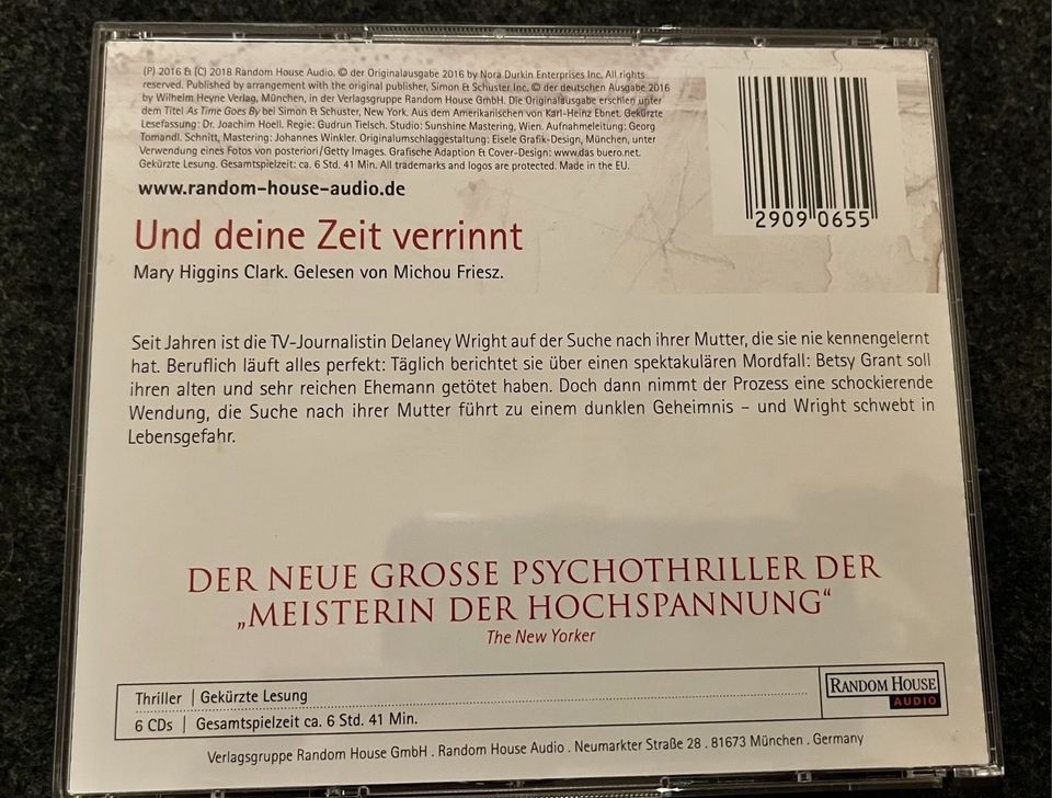 Mary Higgins Clark „und deine Zeit verrinnt“ Hörbuch in Wolfsburg