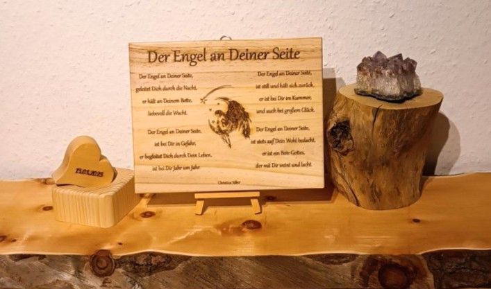 Holzbild Meditation Engel Gedicht in Mitterfels