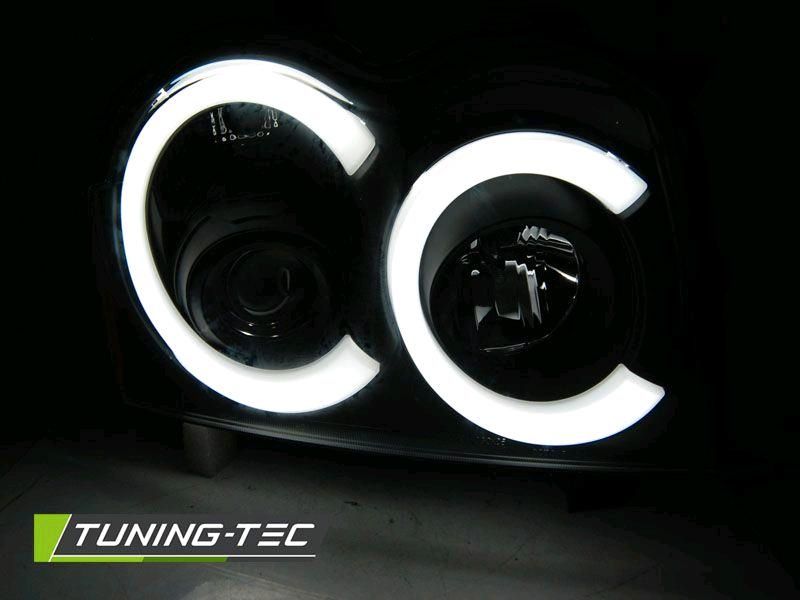 LED Angel Eyes Scheinwerfer sw für Jeep Grand Cherokee 05-08 in Calden