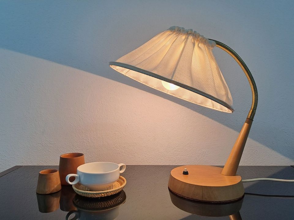 Temde Tischlampe 50er 60er Jahre Teak Vintage Schwanenhals in Dresden