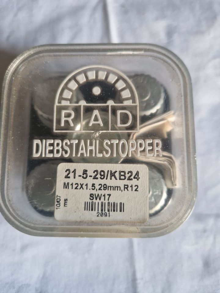 1 x Satz Felgenschloss Diebstahlstopper M12x1,5 x 29mm Kugel neu in Udenheim