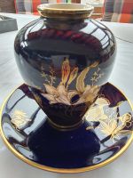 Limburg Vase mit Untersetzer/-teller - Kobaltblau ~ Golddekor ~ Hessen - Vellmar Vorschau