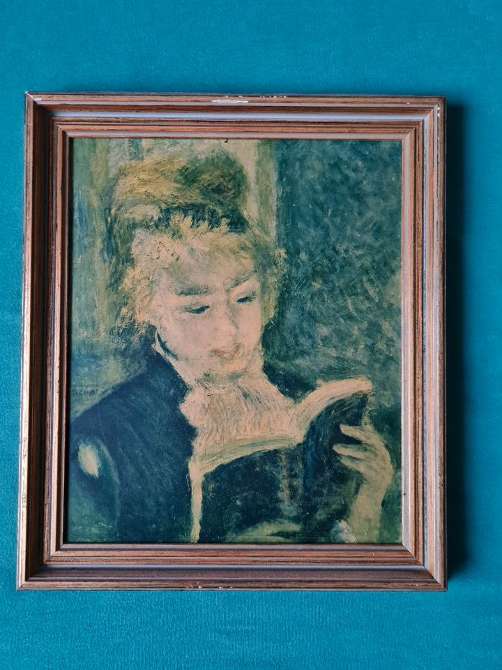 Altes Bild "Lesende Dame" auf Holz in Aachen