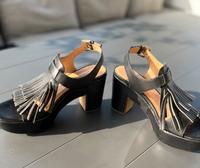 Schwarze Leder Sandalette mit Fransen Bayern - Neufahrn Vorschau