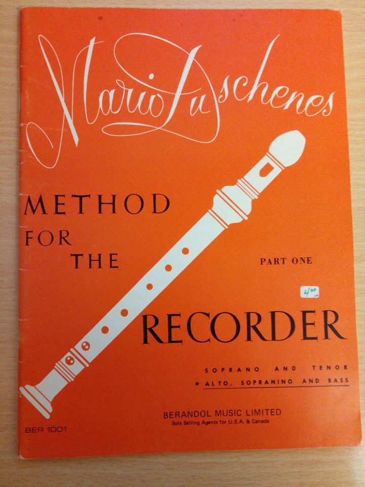 Mario Duschenes, Method for the recorder (Blockflöte), Part one, in Vallendar