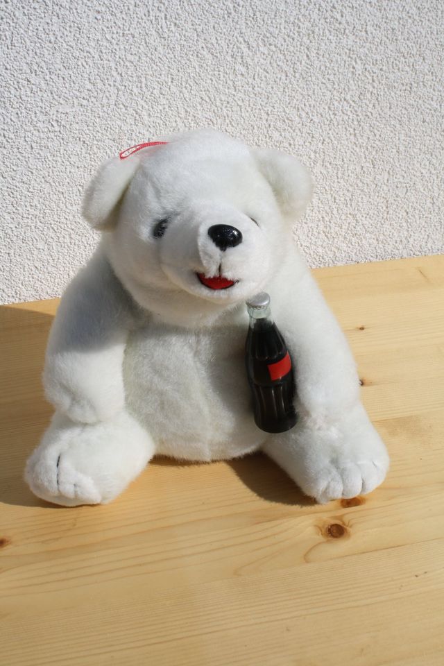 Original COCA COLA Eisbär Plüschfigur mit Flasche - alt in Teningen