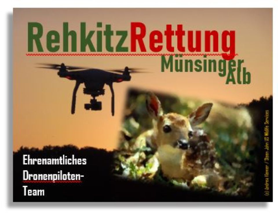Rehkitzrettung Wildtierrettung mit Drohnen vor dem Mähen in Münsingen