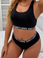 Dessous Set mit Buchstabenband, Schwarz in 2XL Thüringen - Königsee Vorschau