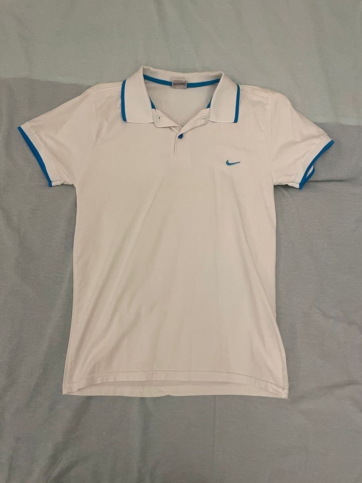 Nike - Polo Shirt - Weiß und Blau - Größe M (S) in Neuss