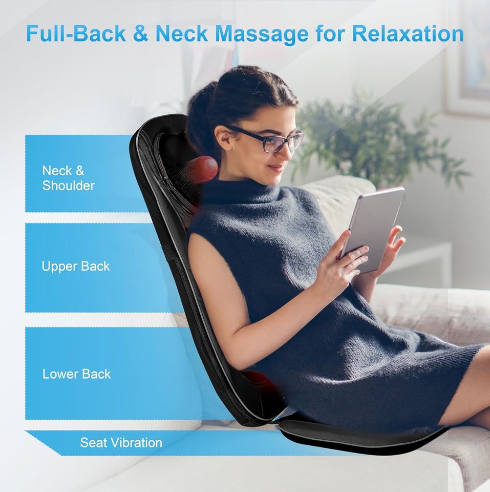 Shiatsu Massagesitzauflage Rollen Knet Wärme Vibration Massage in Wildeck