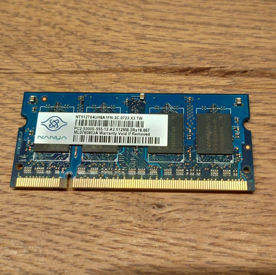 DDR2, RAM, 512MB, 667MHz, 2Rx16, PC2-5300S-555 (1GB) in Leverkusen