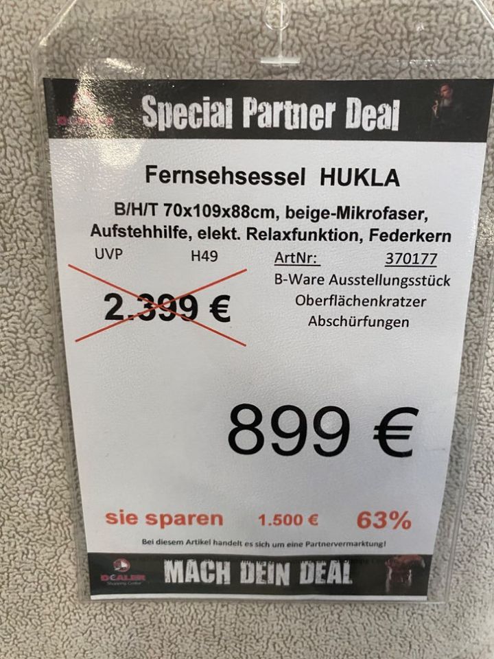 Relaxsessel / Fernsehsessel / Sessel Hukla beige statt 2399€ in Zeitz