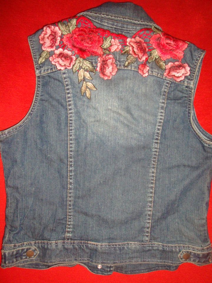 Jeans Weste Design Kutte Red Roses Damen M/36 in Berlin