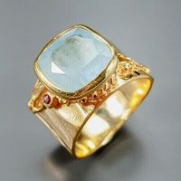 Designerring 925er Silber-14ct Gold -Aquamarin-Cabochon-RG:19-60 Nordrhein-Westfalen - Nettersheim Vorschau