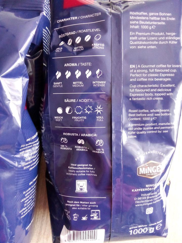 4 kg Kaffee ganze Bohnen Käfer Espresso in Spaichingen
