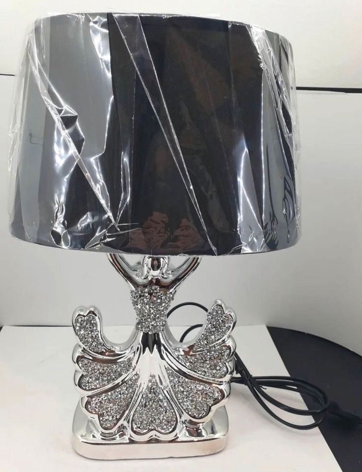 Tischlampe 37 cm Deko Glas Lampe Nachttisch Beistelltisch in Essen