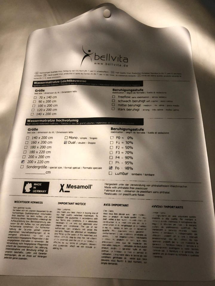 Bellvita Wasserbett zu verkaufen... in Cattenstedt