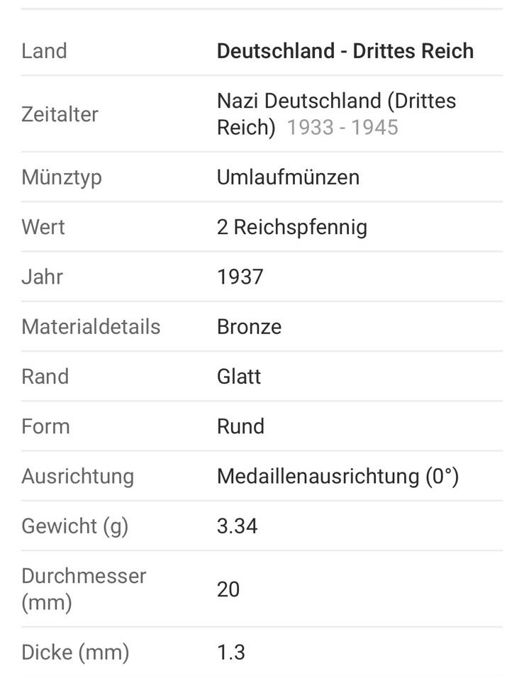 2 Pfennig Münze 1939 Deutsches Reich Sammler Antik in Ueckermuende