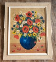 Gemälde Mohnblumen Blumenstrauß blau rot 70er Vintage alt antik Leipzig - Meusdorf Vorschau