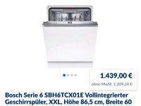 Bosch Serie 6 SBH6TCX01E Vollintegrierter Geschirrspüler XXL 86,5 Saarbrücken-Dudweiler - Dudweiler Vorschau