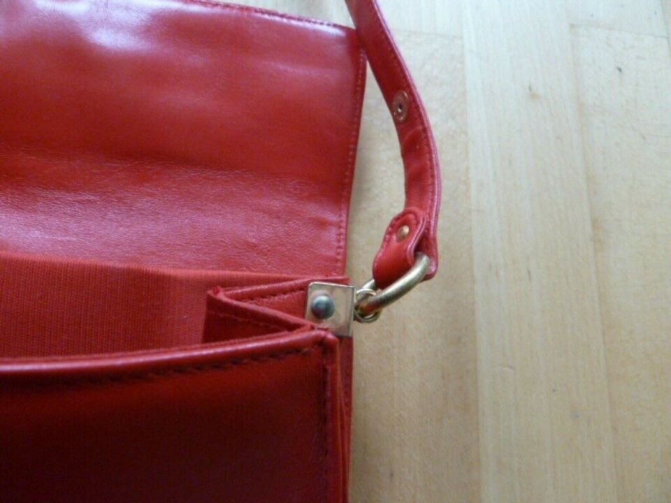 Original Vintage Bag/Tasche Designer Dofan Made France Leder Rot in Täferrot
