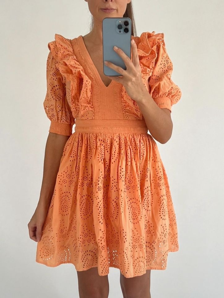 H&M Sommerkleid Lochstickerei Kleid orange in 34 in Düsseldorf