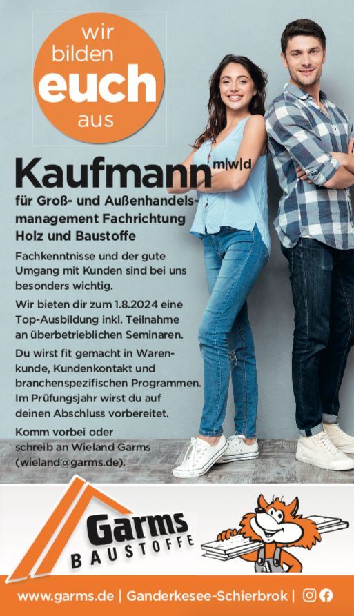 ✔️Ausbildungsplatz zum Kaufmann für Groß- und Außenhandel (m/w/d) in Ganderkesee