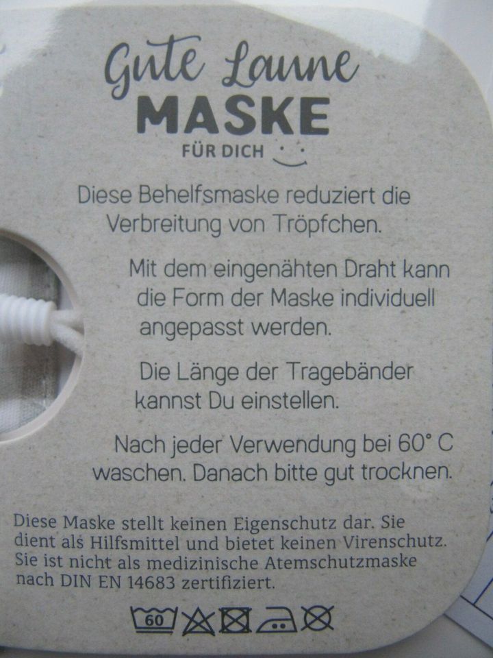 Gesichtsmaske "Alles wird gut" - Baumwolle waschbar verstellbar in Bovenden