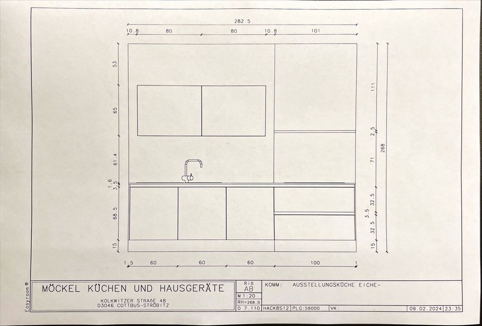 Küche, Ausstellungsküche, Musterküche, Einbauküche neu, grifflos in Cottbus