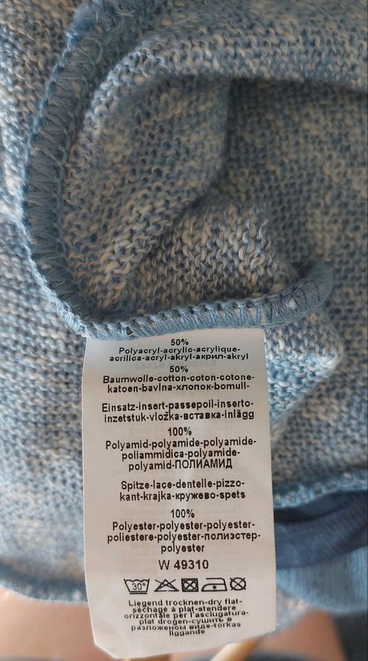 Pullover Strick Spitze langarm hell blau M L 38 40 in Tüttleben