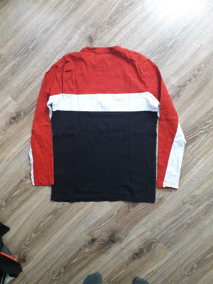Shirt - langarm - Junge - 158/164 - C&A - schwarz/weiß/rot in Eibenstock