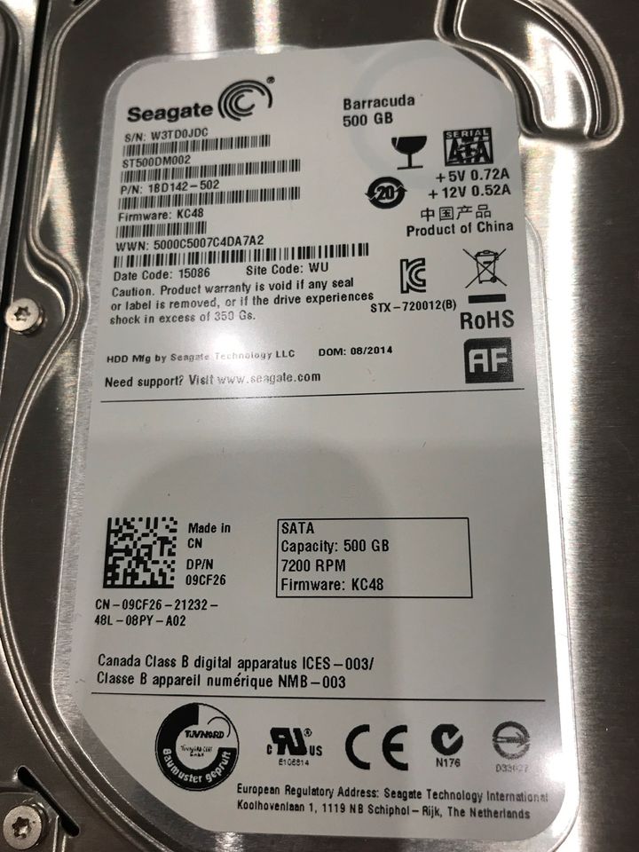 3 SATA Festplatten von Seagate mit je 500GB in Mönchengladbach