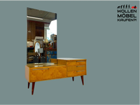 WMK # Besonders schöne & sehr gut erhaltene helle Mid-Century Spiegelkommode mit großem Spiegel & Schubladen # Frisierkommode Schminkkommode Schminktisch Kommode Sideboard Wäschekommode Vintage 60er Friedrichshain-Kreuzberg - Friedrichshain Vorschau