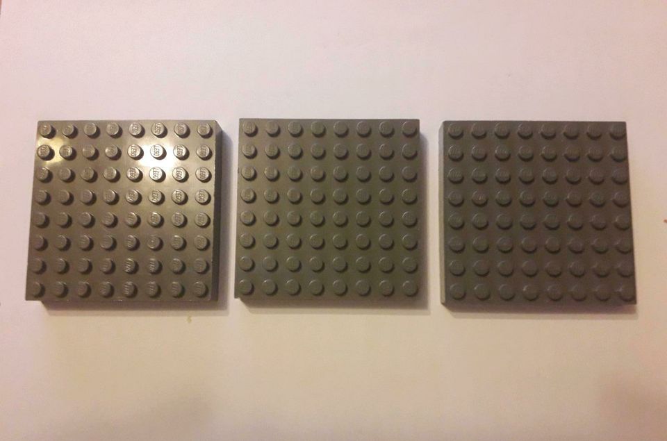Lego 3x Stein hohe Platte 4201 8x8 neu dunkelgrau 7785 4752 8877 in Karlsruhe