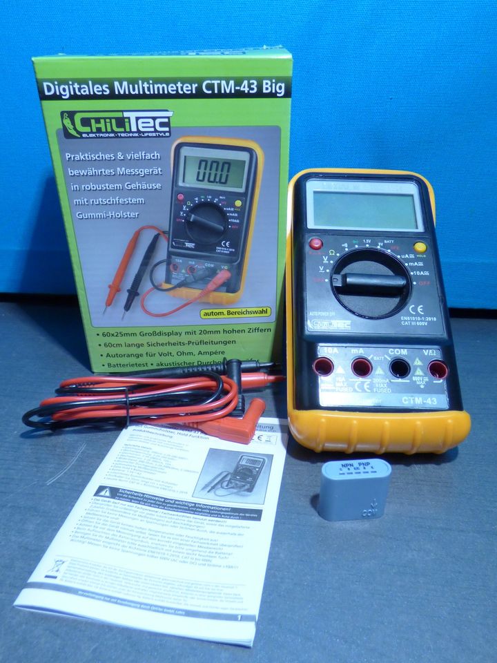 Messgerät- Digitales Multimeter CTM-43 m. Gummiholster u. Hold F. in Langenfeld