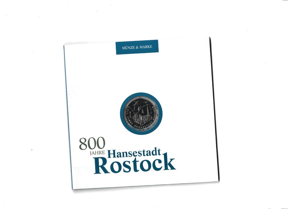 BRD 20 Euro PP 2018 J 800 Jahre Hansestadt Rostock + Marke Post in Freilassing