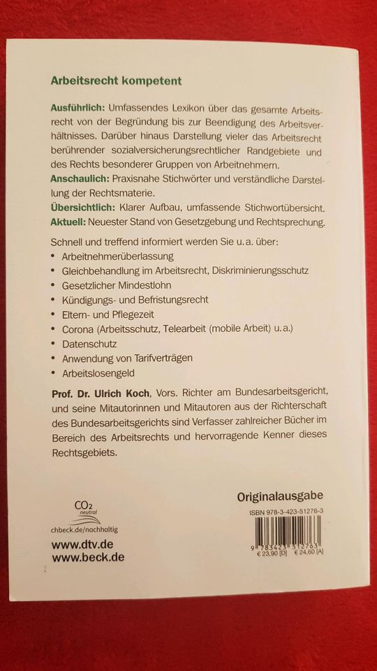 Buch Arbeitsrecht von A-Z 27. Auflage Beckverlag 2023 in Bernau