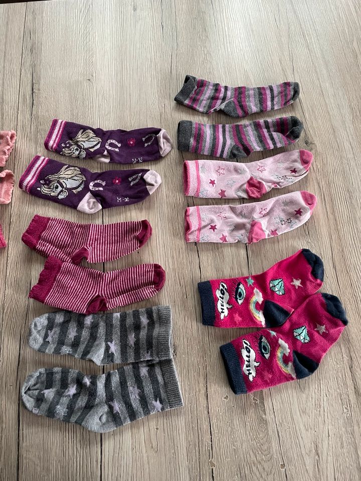 Mädchen 9 paar  Socken 23-26 Pferde, gebrauchte Socken in Kirchhaslach