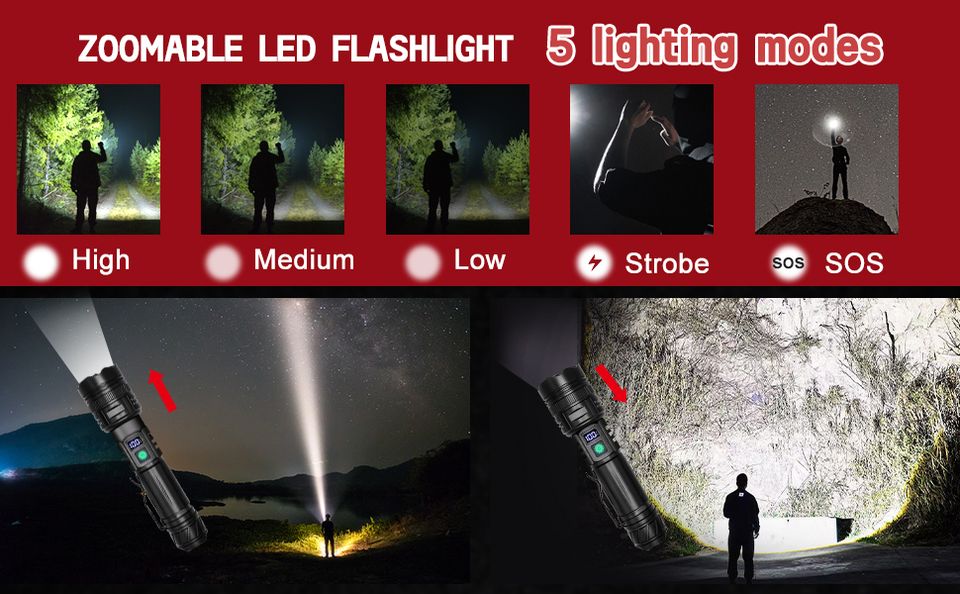 WEDETIAN 2 Stück LED Taktische Taschenlampen 20000 Lumen Neu in Schwerte