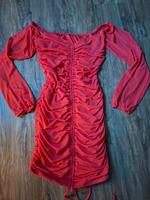 Kleid Partykleid Cocktail Rot transparent gerafft Gr. 36  S Hessen - Bad Endbach Vorschau