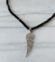 Perlen Kette schwarz mit 925 Engel Flügel silber Brandenburg - Panketal Vorschau