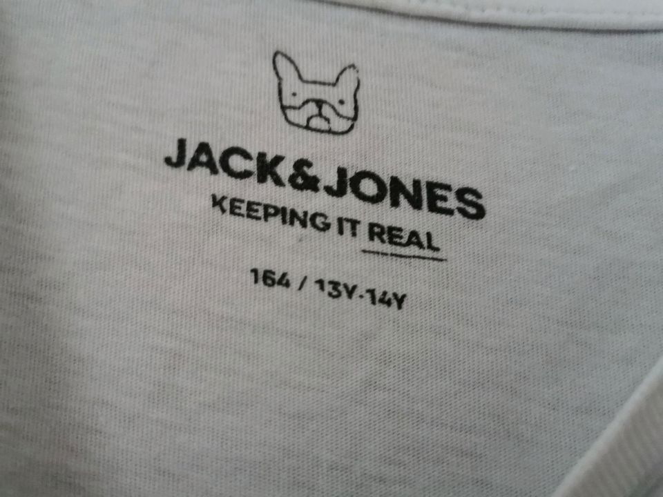 JACK AND JONES T-Shirt weiß mit Tasche, Gr. 164 - WIE NEU! in Ditzingen