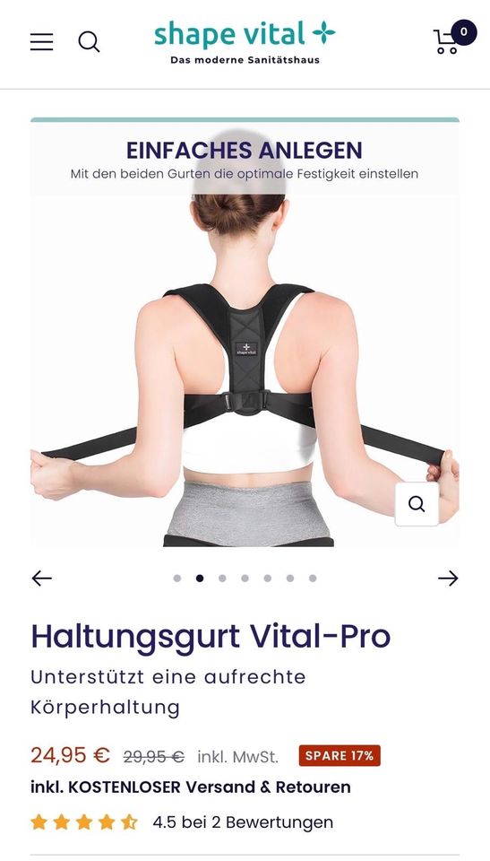 Neu! Haltungsgurt trainer Rückenstabilisation Vital Pro in Hamburg