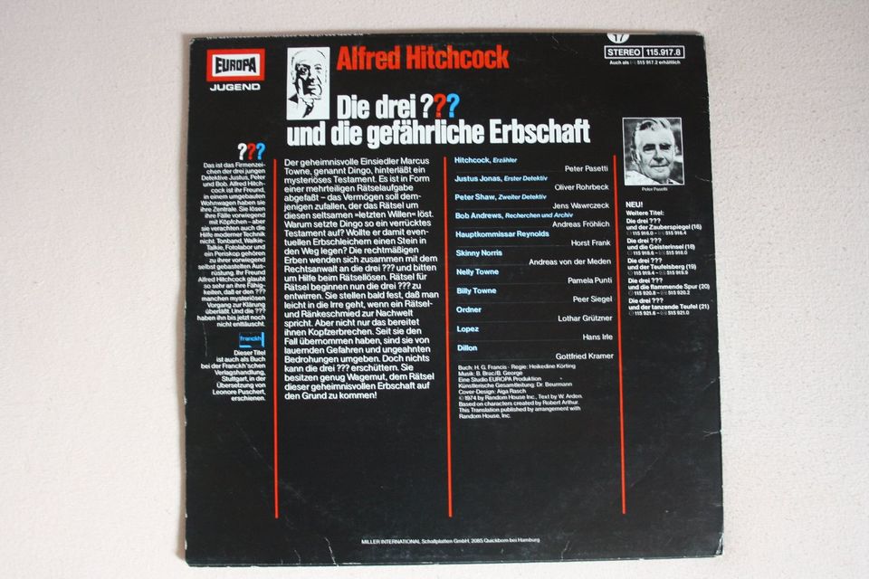 Die Drei ??? 17 - Und Die Gefährliche Erbschaft Vinyl LP 1980 in Bünde