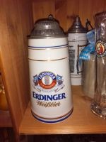 Bierkrug mit Zinndeckel, alt, ERDINGER Weißbier, gepuntzt, Handa Baden-Württemberg - Rust Vorschau