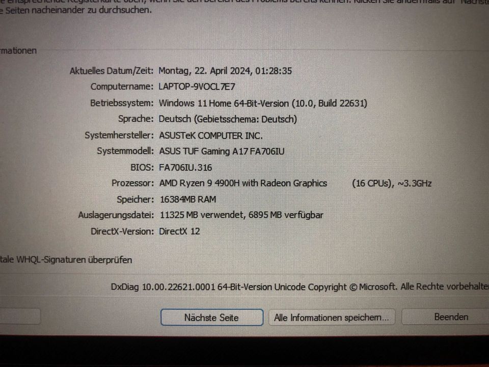 Asus TUF Gaming Laptop FA706IU Nvidia: 6Gb in Nürnberg (Mittelfr)