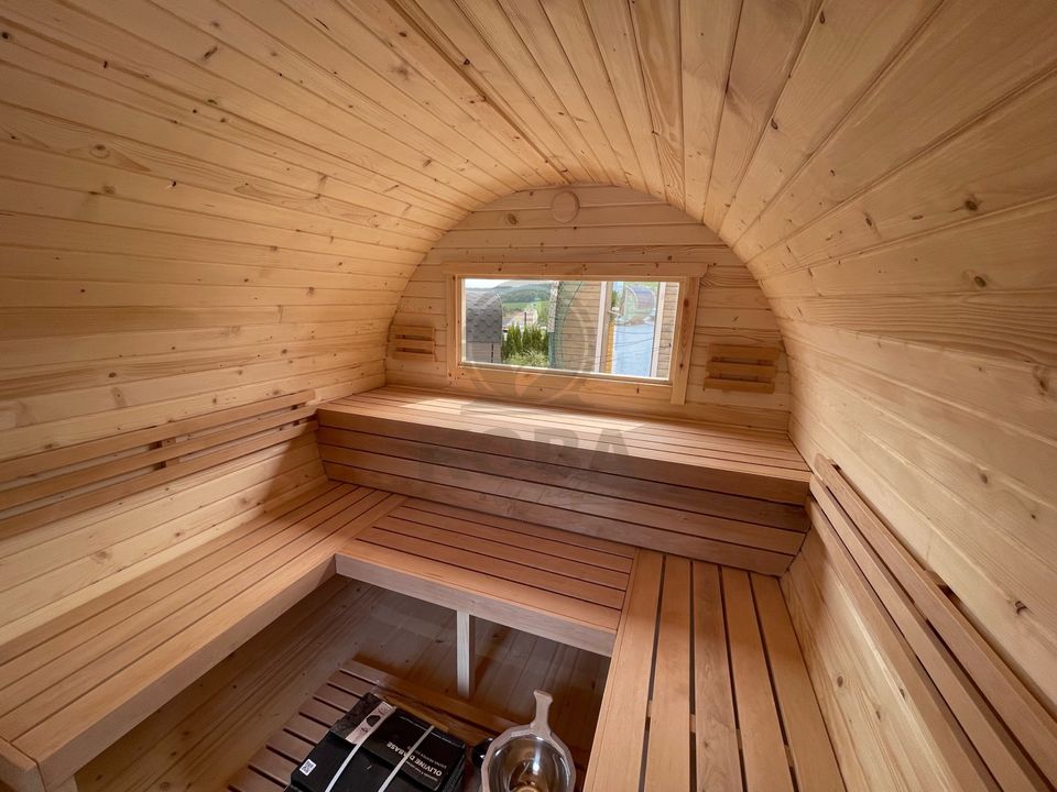 3/4 Fasssauna mit Vorraum | 4,0 m | Garten Sauna | Außensauna in Eichenzell