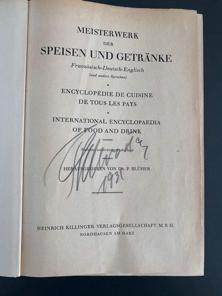 Meisterwerk der Speisen und Getränke Teil 2; Autor Dr. P.M.Blüher in Frankfurt am Main